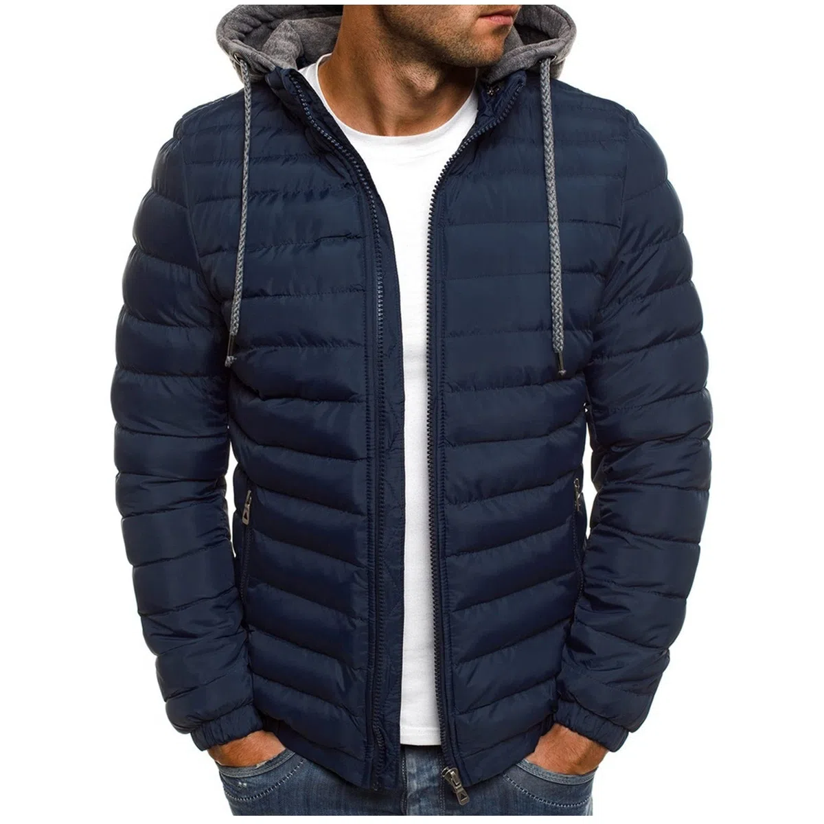 Abrigo Hombre Invierno Chaqueta de Pluma Ultra Ligero Plumiferos CáLido Capucha OtoñO Abrigo Corto para Viaje Compresible Chaqueta Antiviento Al Aire Libre para Hombre Color Liso con Cremallera