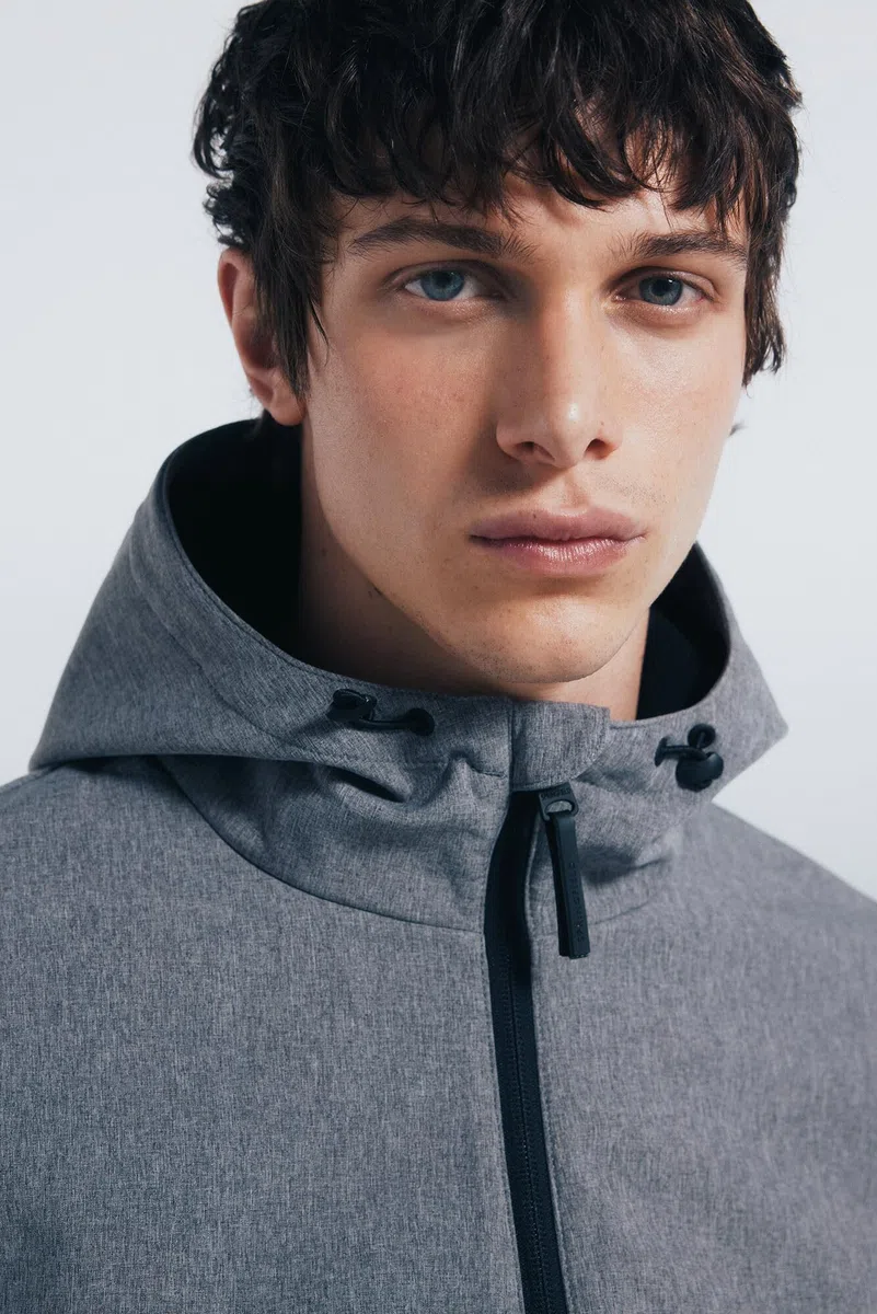 SPRINGFIELD Softshell Melange Technical Short Parka Water Resistant with Hoodie Capucha para Hombre