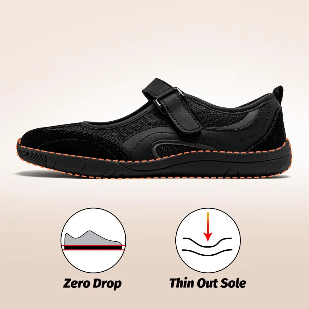 HOBIBEAR Zapatos planos Mary Jane para mujer, zapatos planos con puntera ancha, cómodos para caminar
