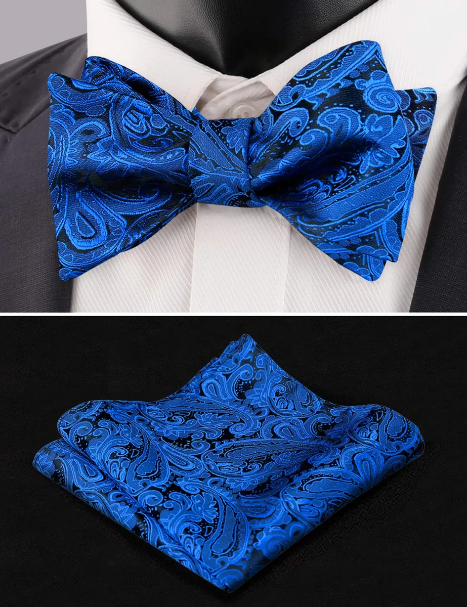 Alizeal Conjunto Ajustable con Estampado Floral para Hombre, Pajarita Auto-Ajustada, Pañuelo de Bolsillo y Tirante en Forma de Y con 6 Clips