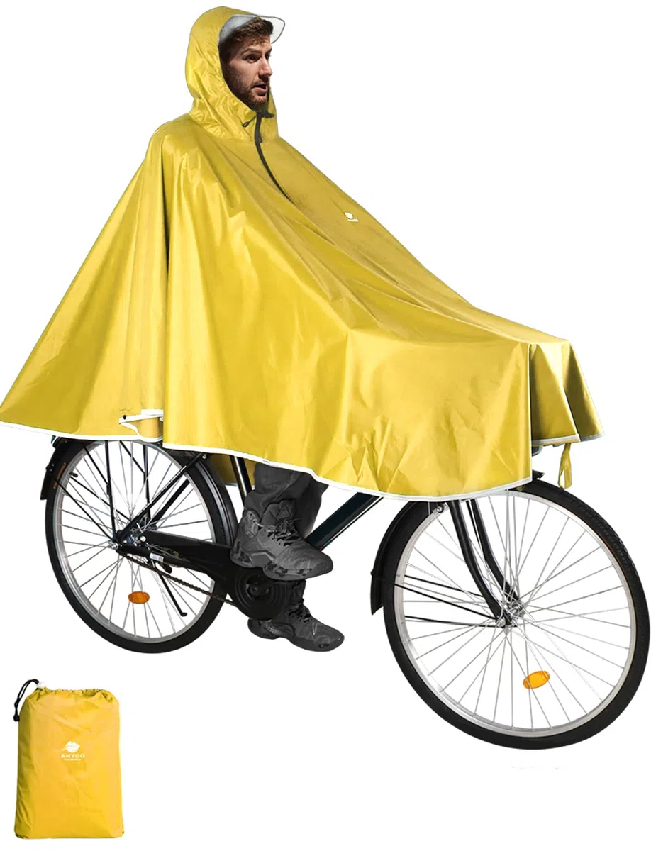 ANYOO Capas de Ciclismo Impermeables Portátiles Ligeras Poncho de Lluvia Bicicleta Compacta Unisex Reutilizable para Mochileros de Camping al Aire Libre