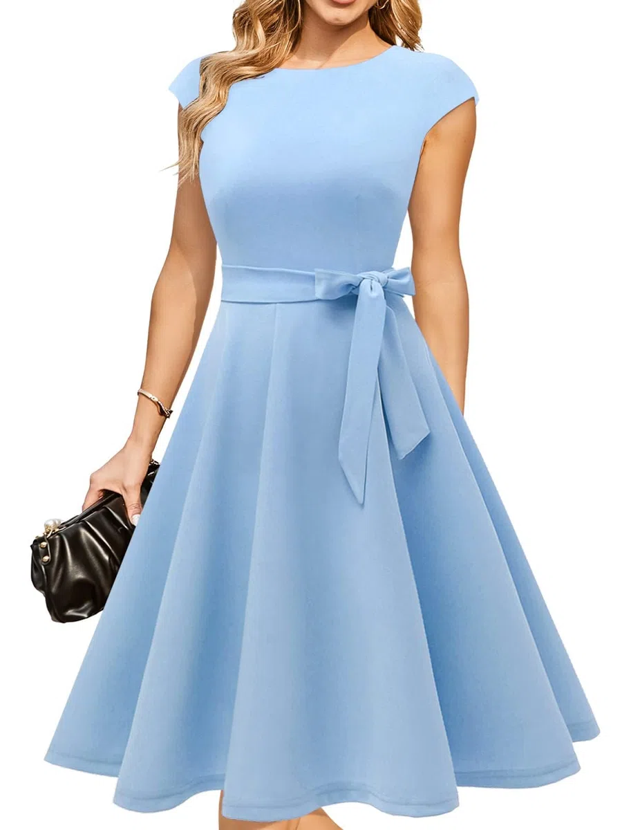 DRESSTELLS Vestido Mujer Elegante,Vestido de Coctel Mujer, Vestido invitada Boda, Estilo Retro, Swing, Vestidos de Fiesta, Vestidos Retro Vintage Años 50