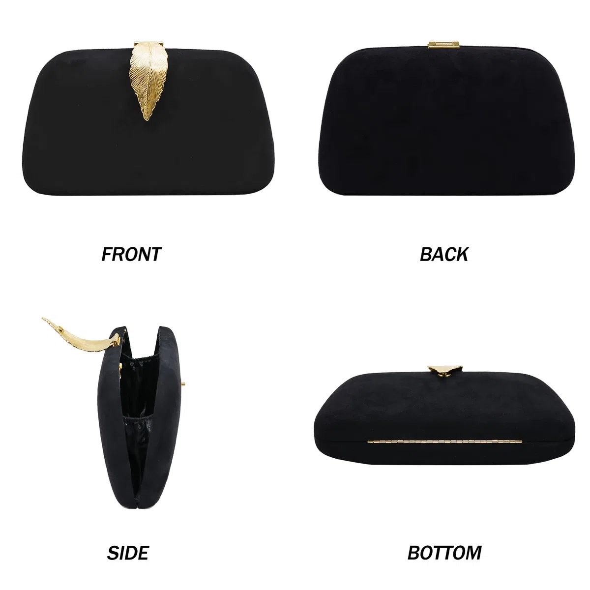 Bolsa de Cadena Mujer Elegante Clutch de Cadena Para Terciopelo con Bolso de Boda de Hebilla (Negro)