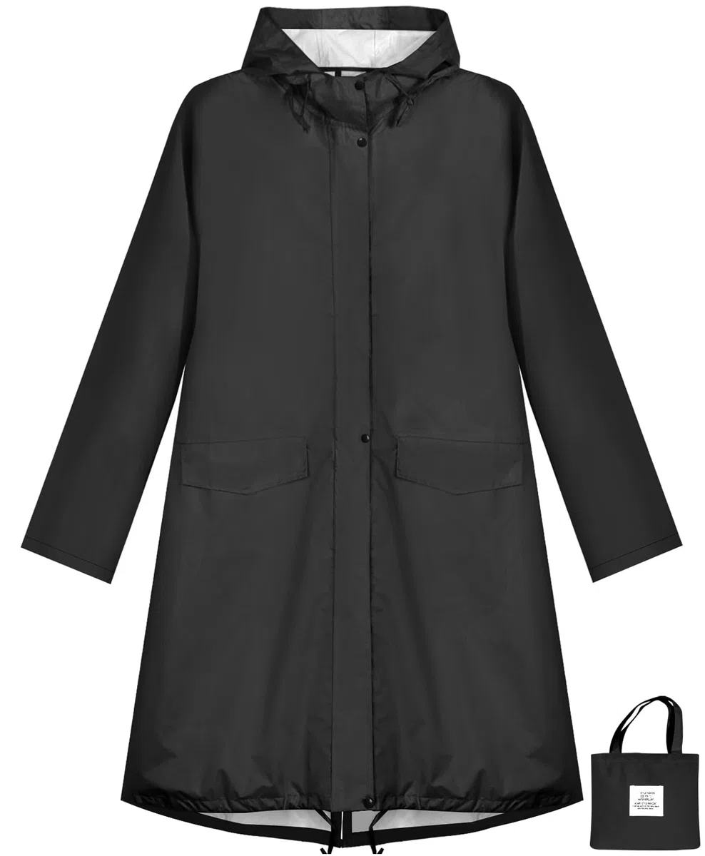 ANYOO Chubasquero Poncho de Lluvia con Capucha para Mujer, Impermeable Largo y Ligero para Aire Libre