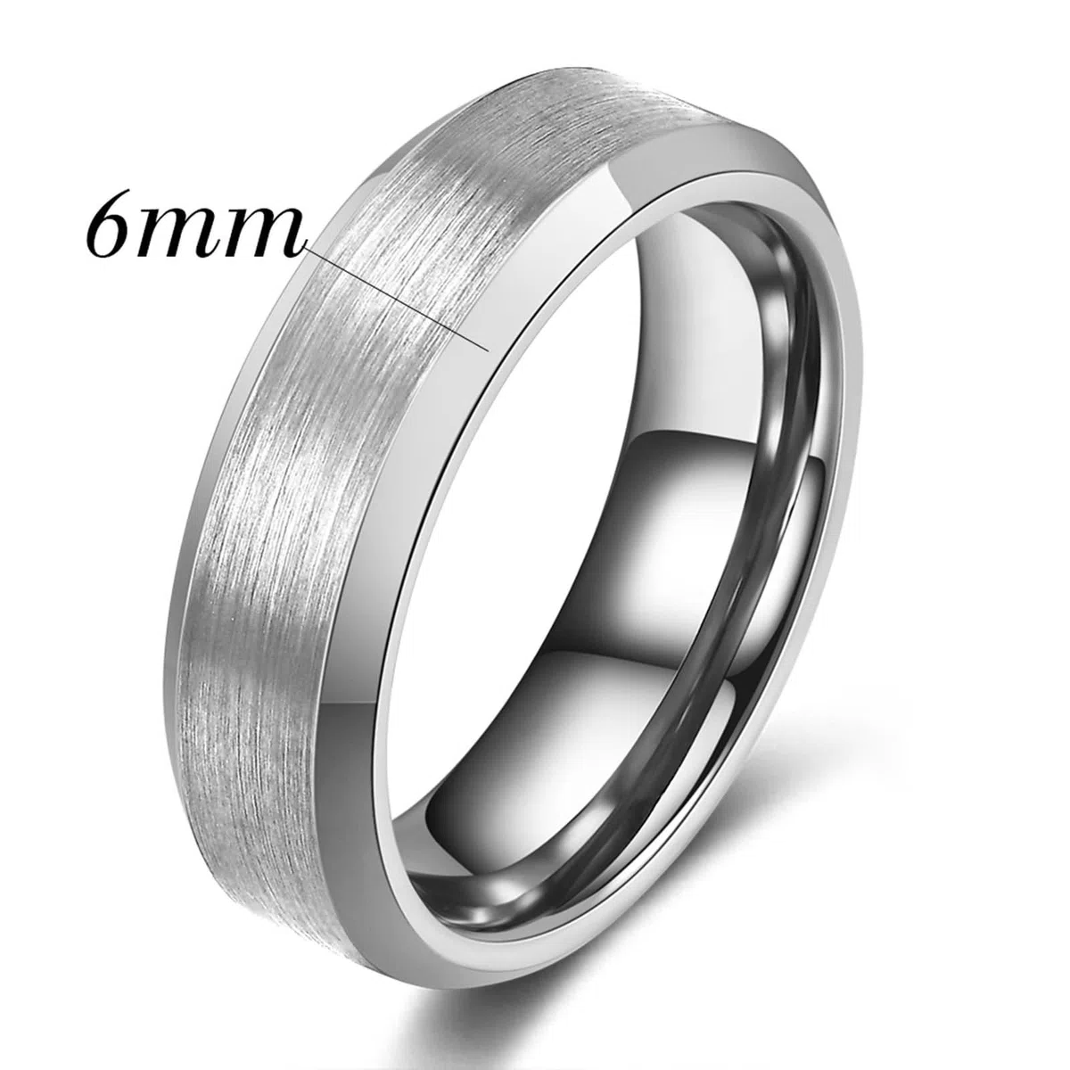 Anillo Tungsteno de Mujer Grabado Personalizado,Anillos 4/6/8MM con Redondo Mate Anillos Compromiso Plata Anillos de Compromiso Pareja