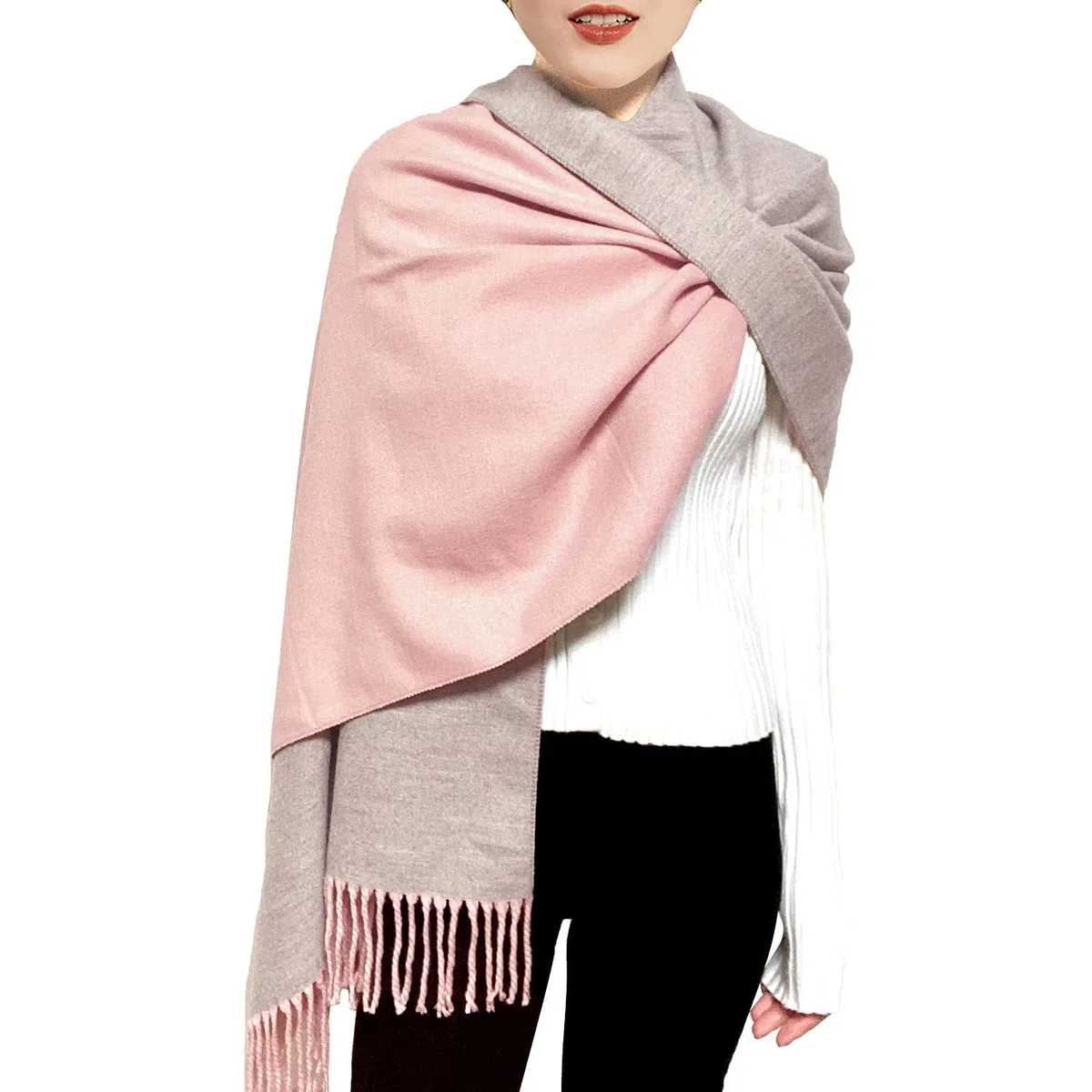 ehsbuy Bufanda de cachemira para mujer, mantones y envolturas de pashmina suaves, reversibles, largas, grandes, cálidas, gruesas, bufandas con borla para bodas, regalos de mujer