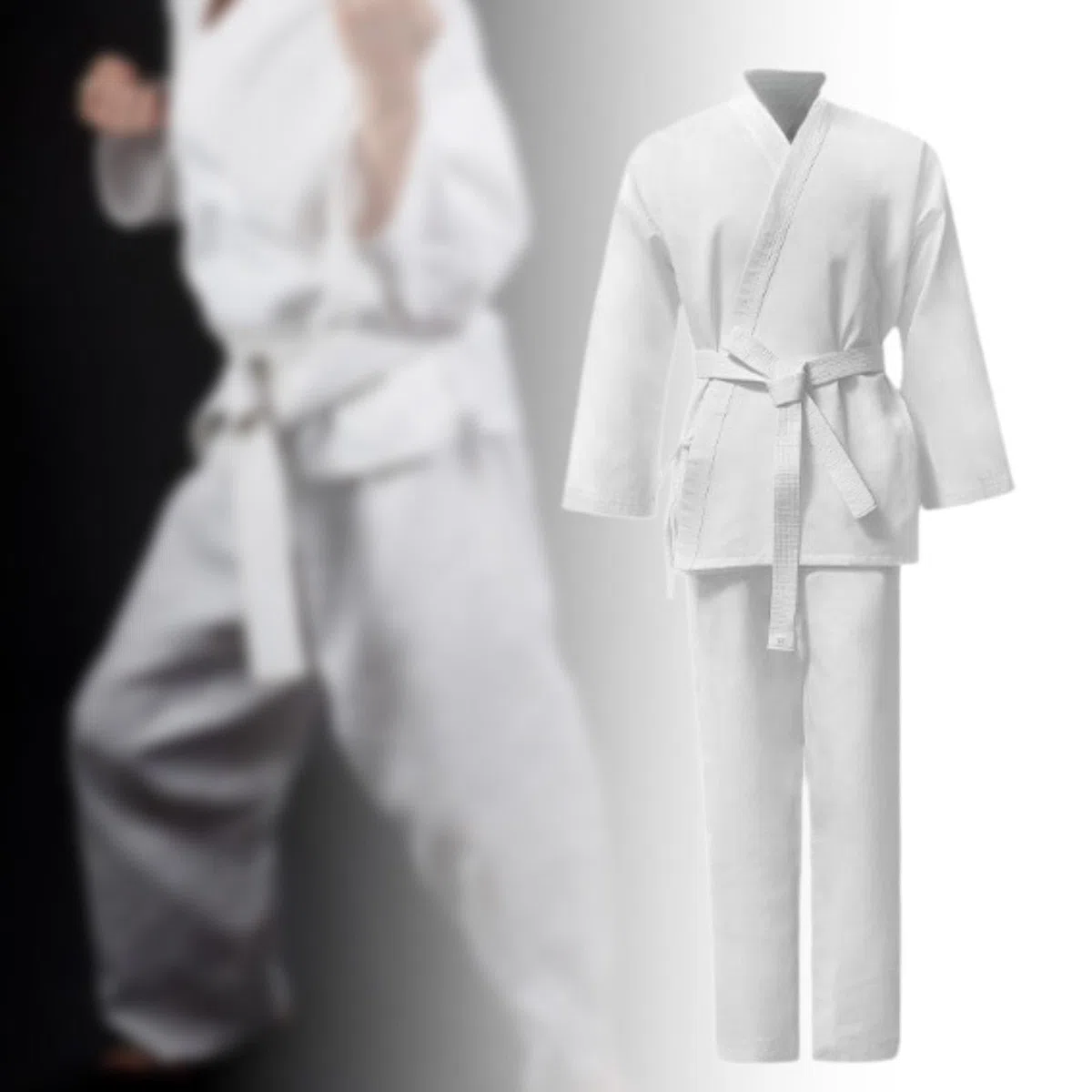 rockible Uniforme de Karate, Karate Gi, Mangas Largas Transpirable con Cinturón Conjunto de Trajes de Karate, Ropa de Karate para Ejercicio de Karate de