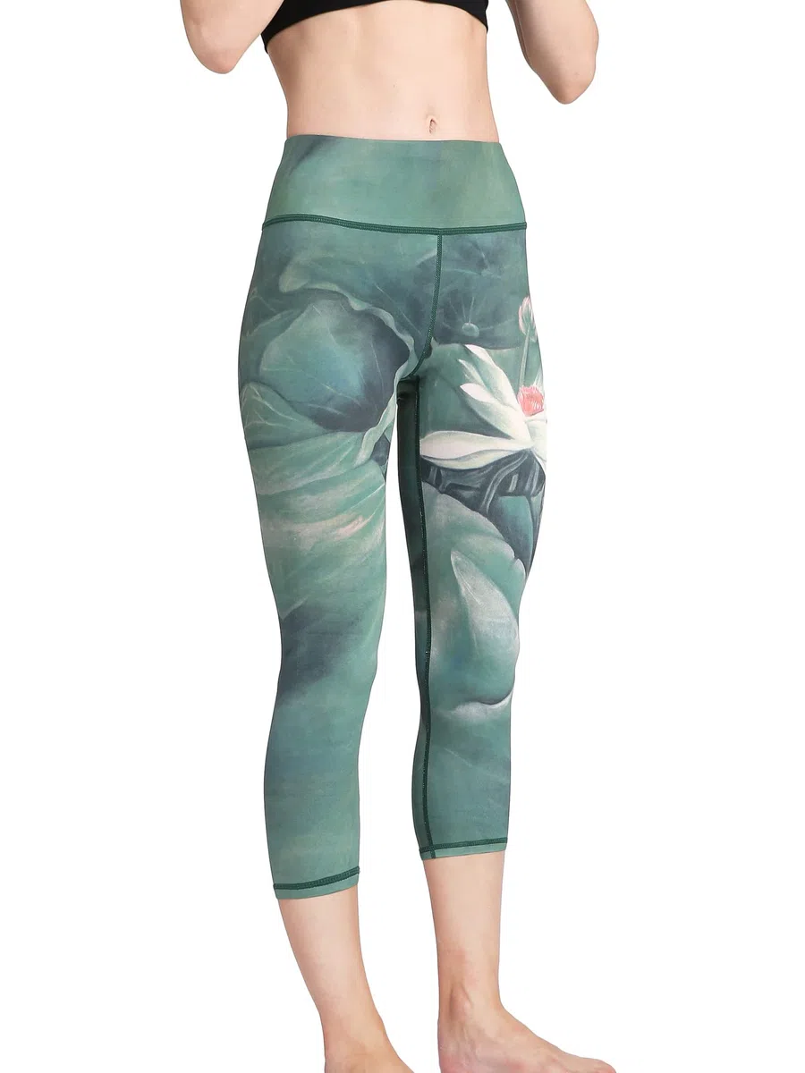 Pantalón Deportivo de Mujer Cintura Alta Leggings Pantalones de Yoga Estampados 3/4