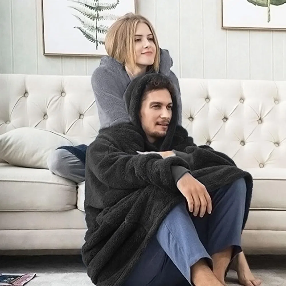 Voarge Sudadera con capucha y mangas, manta con capucha, manta de techo, manta portátil, como regalo para mujeres y mujeres