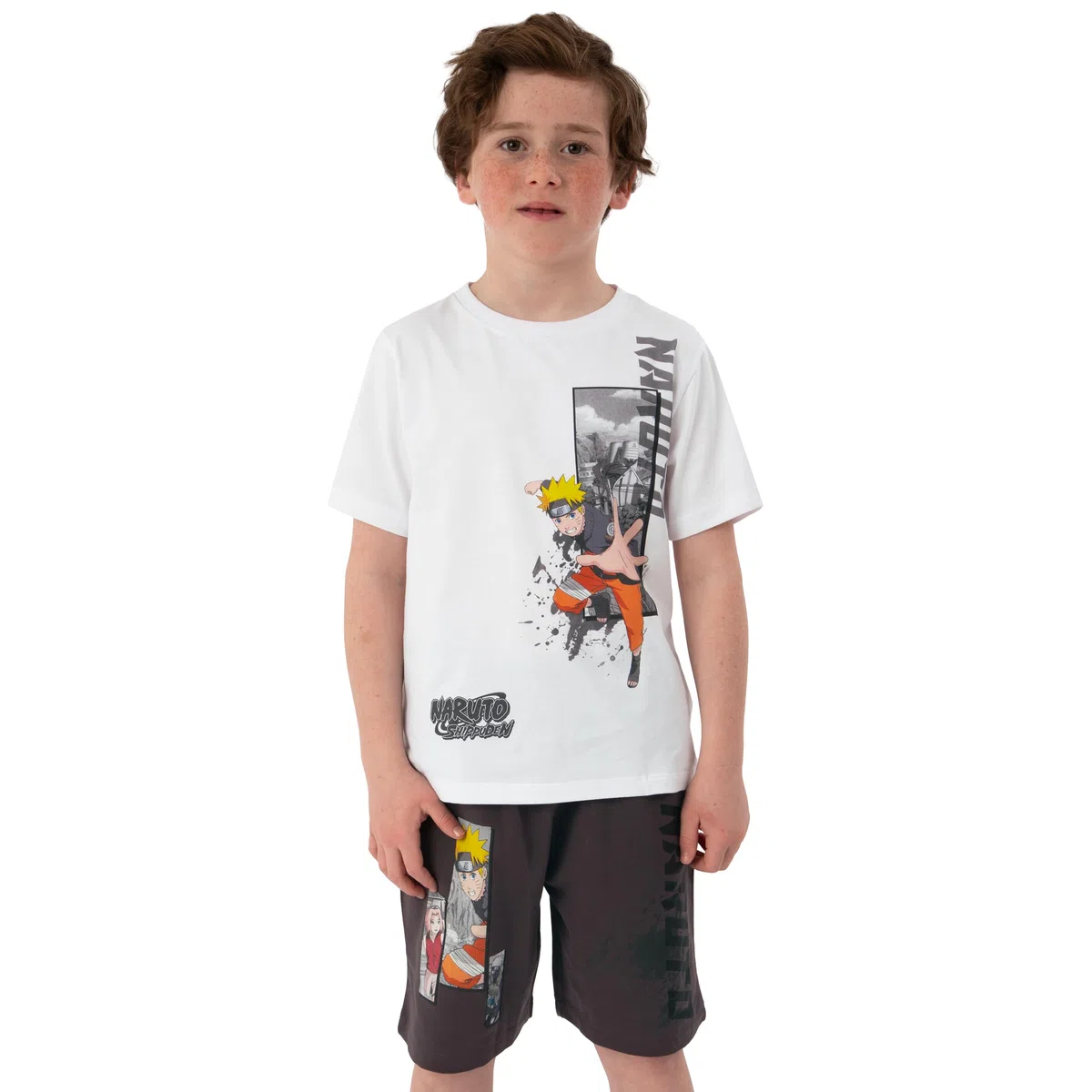 Naruto Set De Camiseta Niño Y Pantalón Corto, Anime Merch Camiseta Manga Corta Y Shorts, Conjunto De Ropa Para Niño