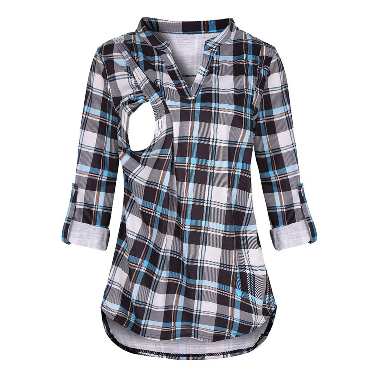 Ropa de maternidad para mujer, festiva, elástica, manga larga, jersey de lactancia, jersey de lactancia, invierno, suave, monocolor, camiseta de lactancia, camiseta de maternidad