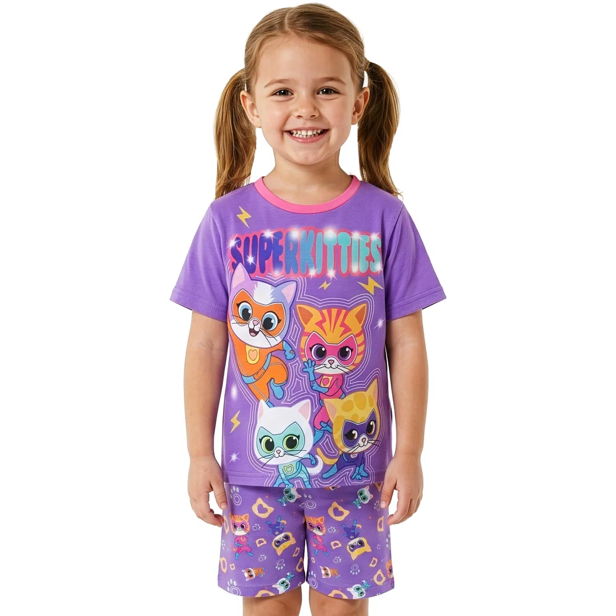 Disney SuperKitties Pijamas Niña, Pijama Chica de Manga Larga, Adorables Conjuntos de Pijama Niña