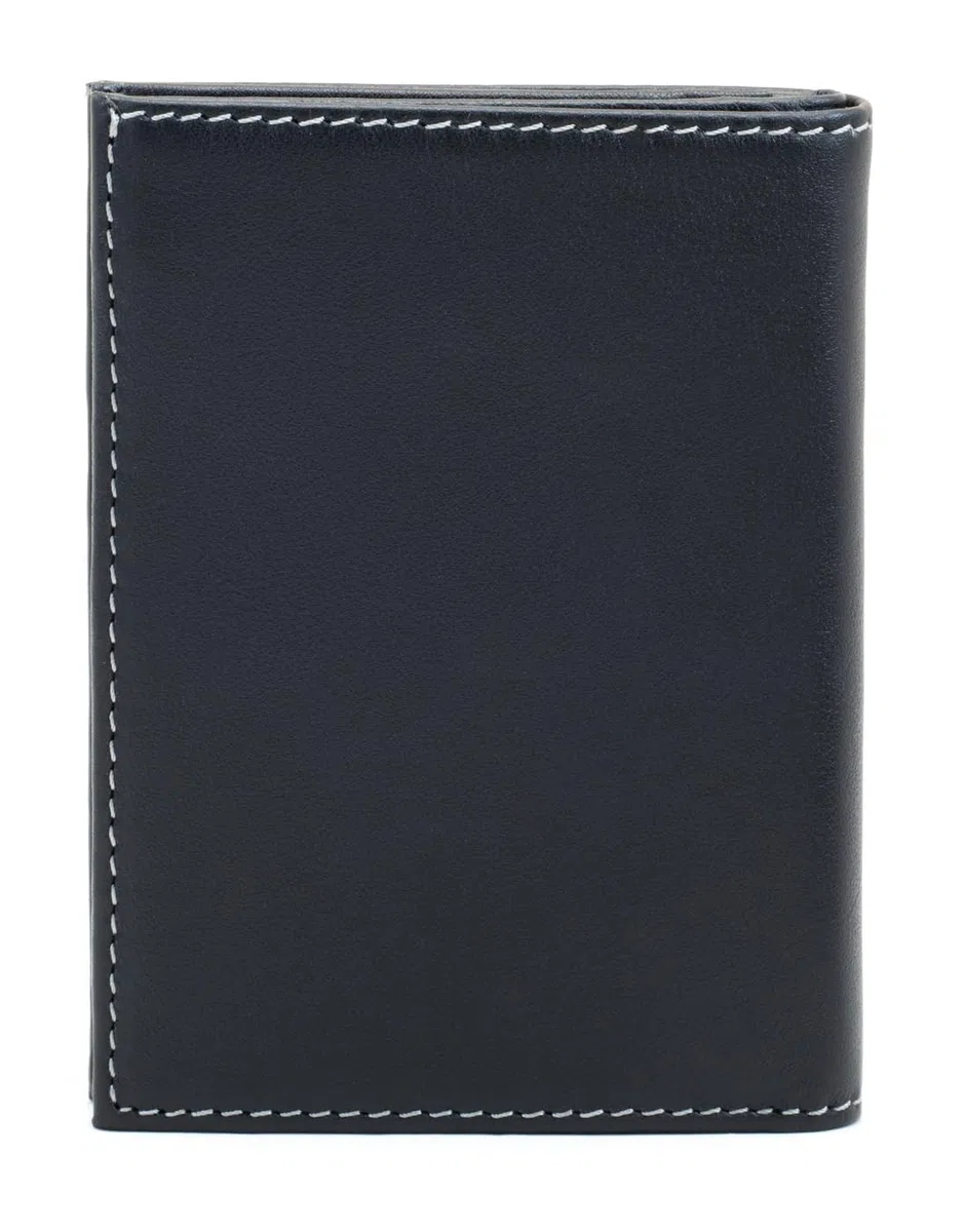 PE238 Cartera Negra de Piel Legitima Tarjetero para Hombre | Billetera con Protección RFID, Doble Billetero.