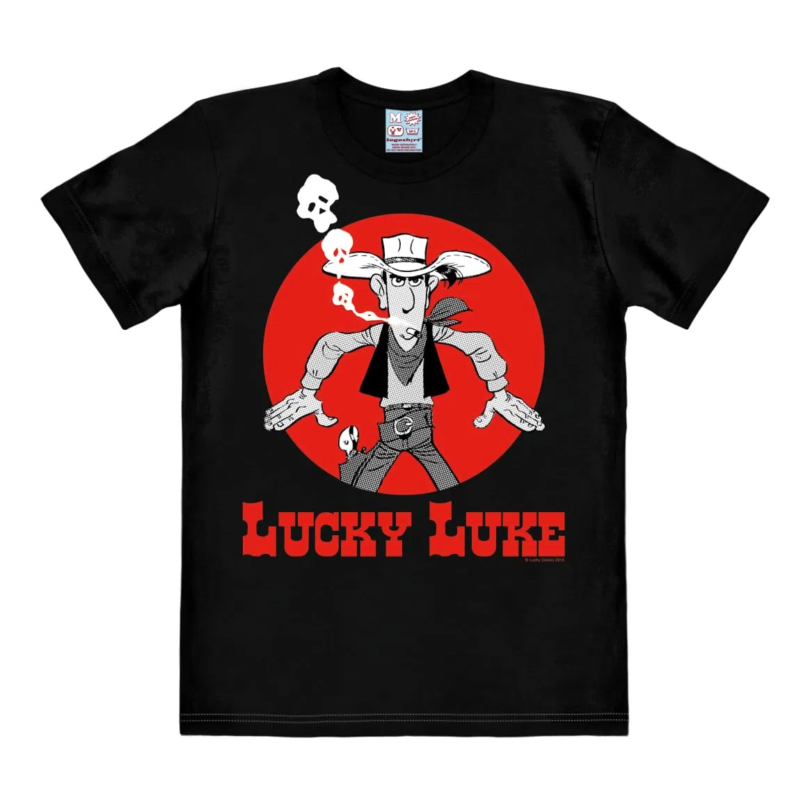 Logoshirt Comics - Vaquero - Lucky Luke - Daisy Town - Camiseta Hombre - Negro - Diseño Original con Licencia