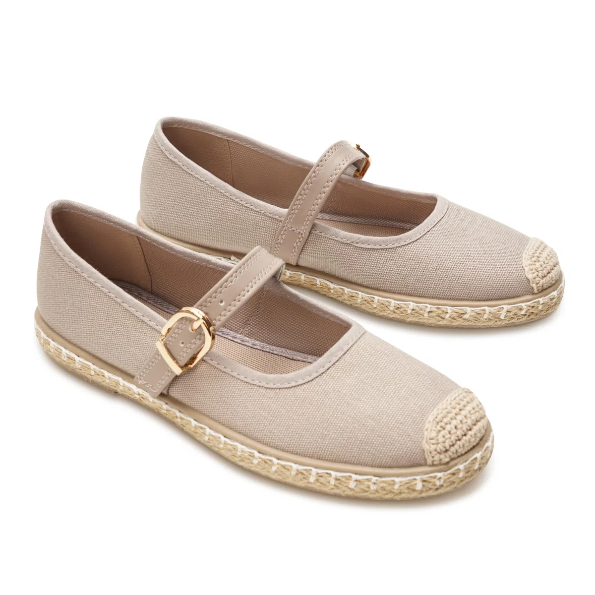 GLAMORA Merceditas Mujer con Hebilla Bailarinas Esparto Manoletinas de Punto Transpirable Zapatos Planos Mujer Suela de Goma Antideslizante Estilo Alpargata Calzado Verano Cómodos Ligeros