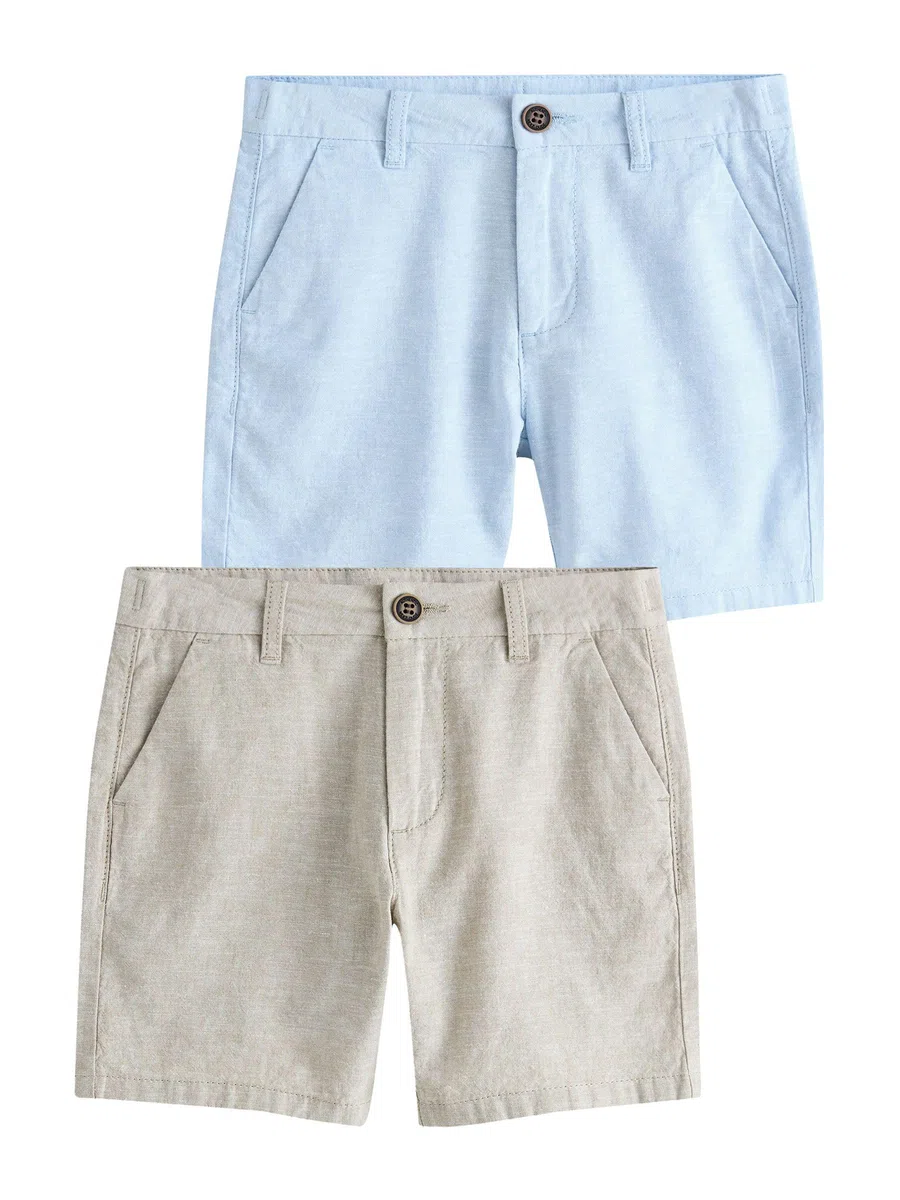 NEXT Niños Pack de 2 Pantalones Cortos de Lino Estilo Chino