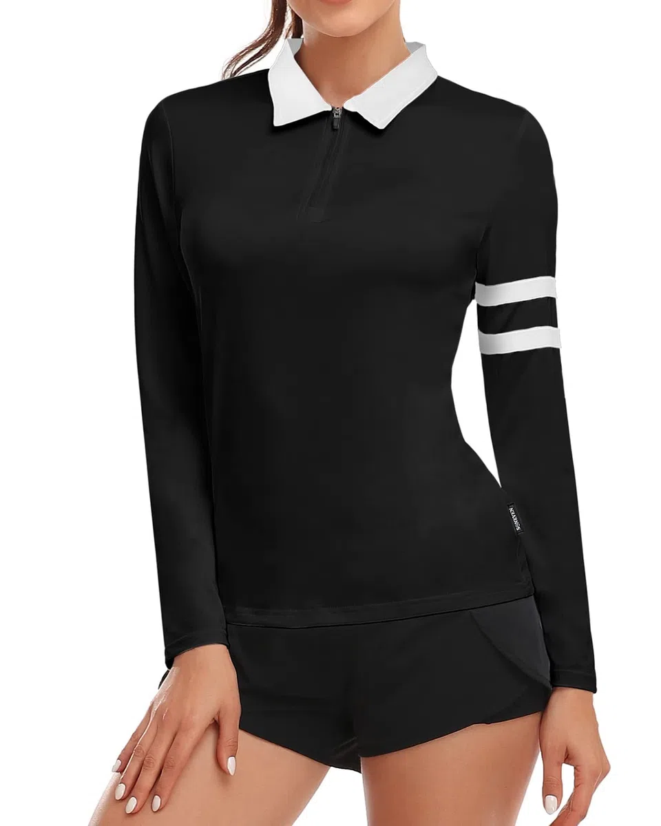 Soneven Polo Camiseta Manga Larga Mujer Deporte Camisetas Golf Polo Shirt Mujer Transpirable Trabajo