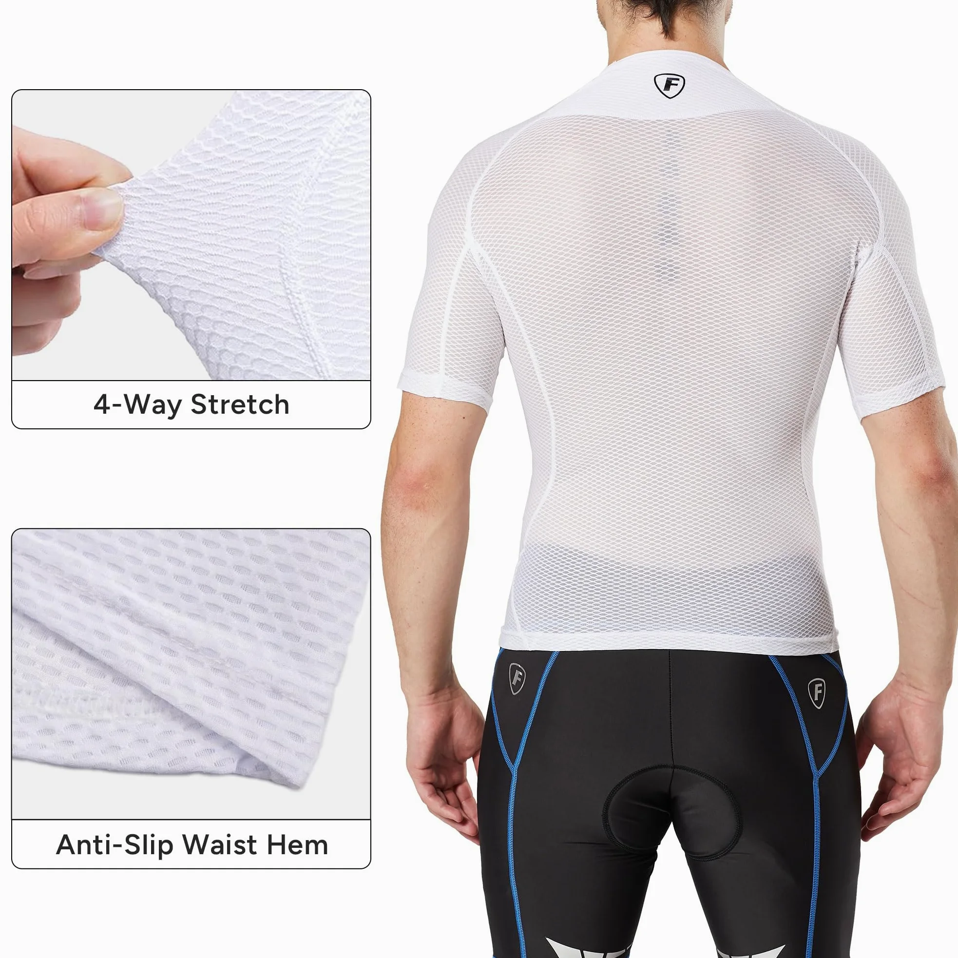 FDX Camiseta Funcional Cool Mesh de Manga Corta para Hombre, Ultraligera, Transpirable y antiolor, Ideal para Ciclismo de Verano, Running, Fitness, Entrenamiento y Senderismo