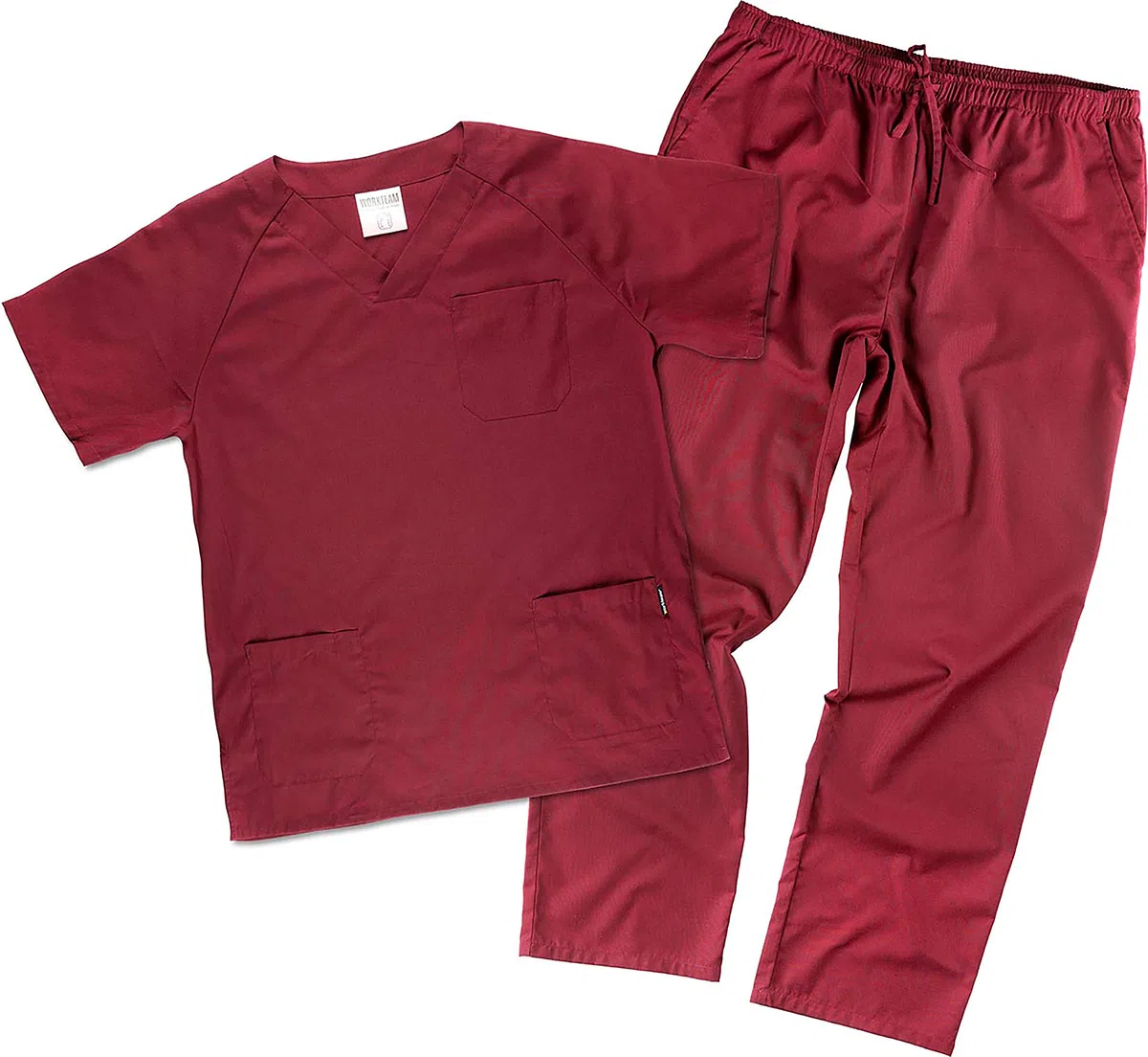 Work Team Uniforme Sanitario, con elástico y cordón en la Cintura, Casaca y Pantalon Unisex Granate L