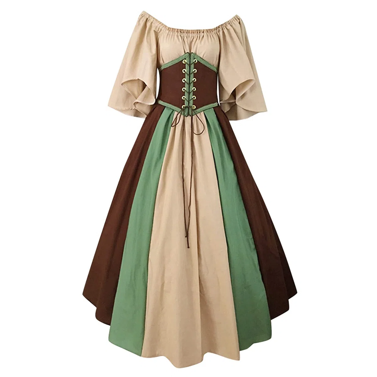 Vestido Vintage Mujer Medievales Disfraz Retro Cuello Cuadrado Vestido de Fiesta Manga Media Vestido Ceremonia Mujer Cosplay para Halloween Carnaval Fiesta