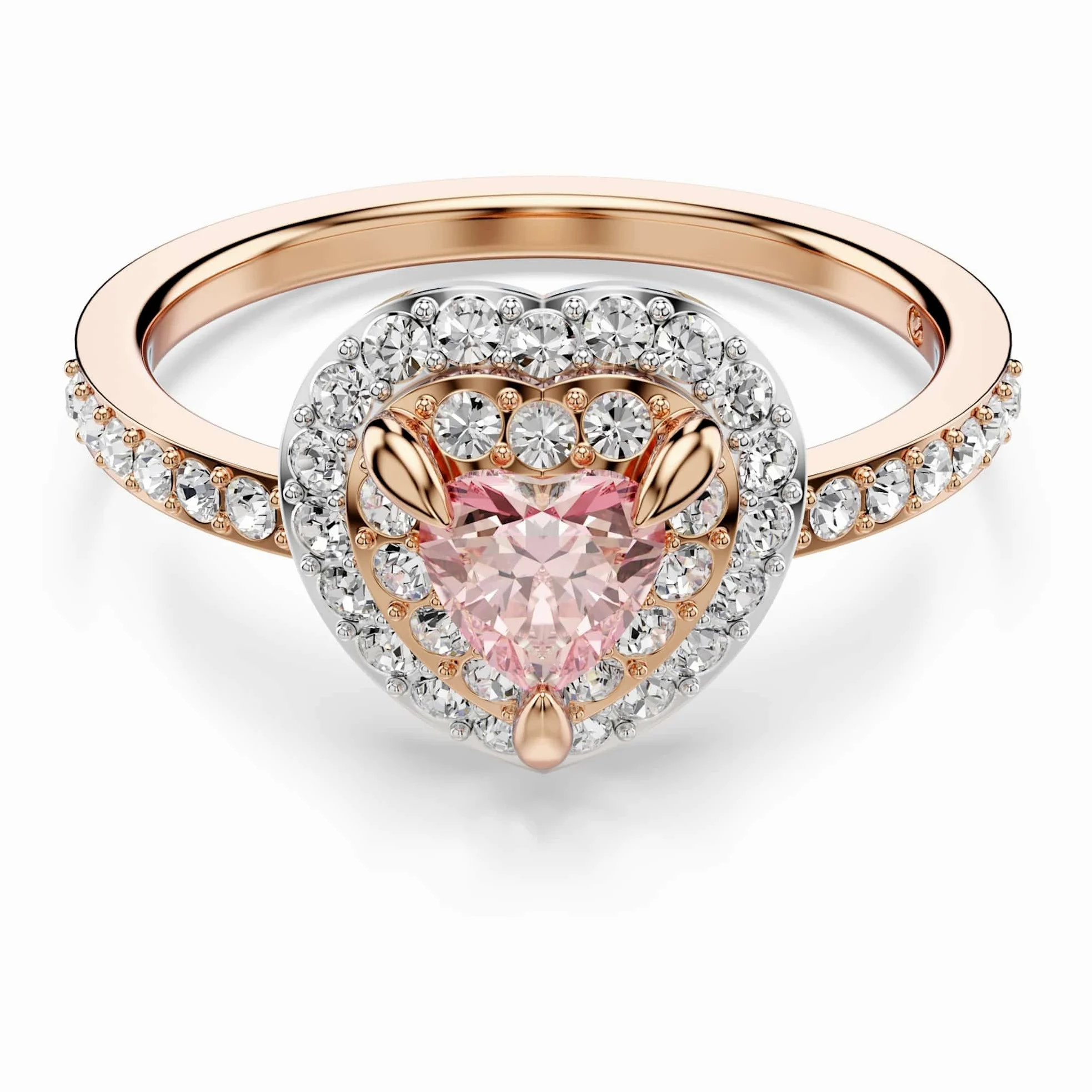 Swarovski One Collezione Anello con motivo, Taglio a cuore, Pavé, Cuore, Rosa, Finitura in metallo misto
