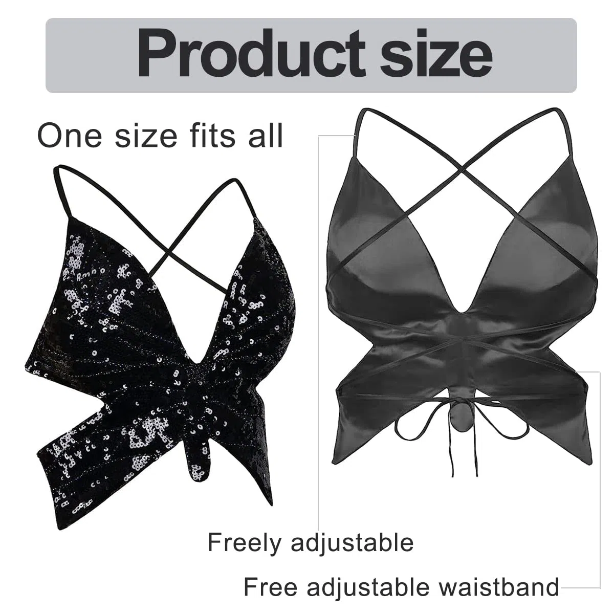 Top de baile del vientre para mujeres, camiseta de bandas de vendaje de lentejuelas de mariposa, Tubo sin espalda Tubo Tubrete Maneveless Vest para danza del vientre, danza latina, club de fiesta