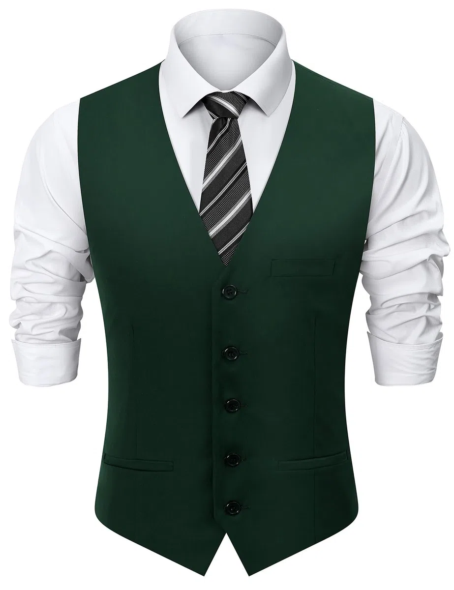 mintgreen Chaleco de los hombres traje formal de un solo pecho estrecho corte sólido chaleco de boda