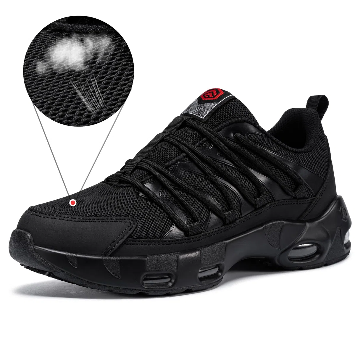 LARNMERN Antideslizante Cocina Zapatillas de Cocina Hombre Zapatos de Trabajo Hostelería Calzado Antideslizante sin Puntera (Negro Nuevo,41)