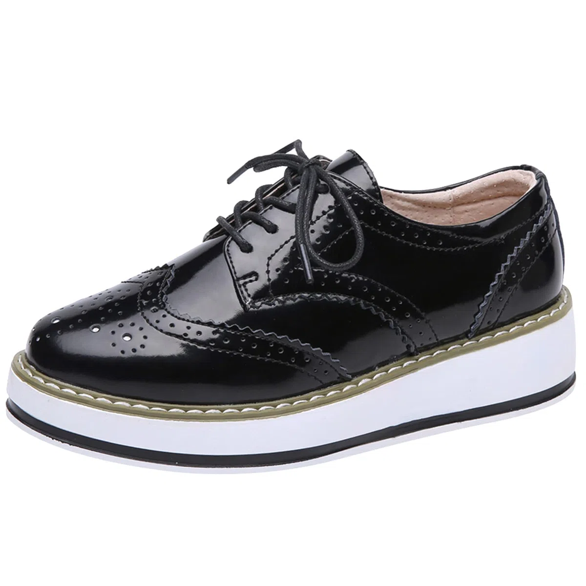 ANUFER Mujer con Cordones Brogues Zapatos Deportivos Casual Plataforma Creepers