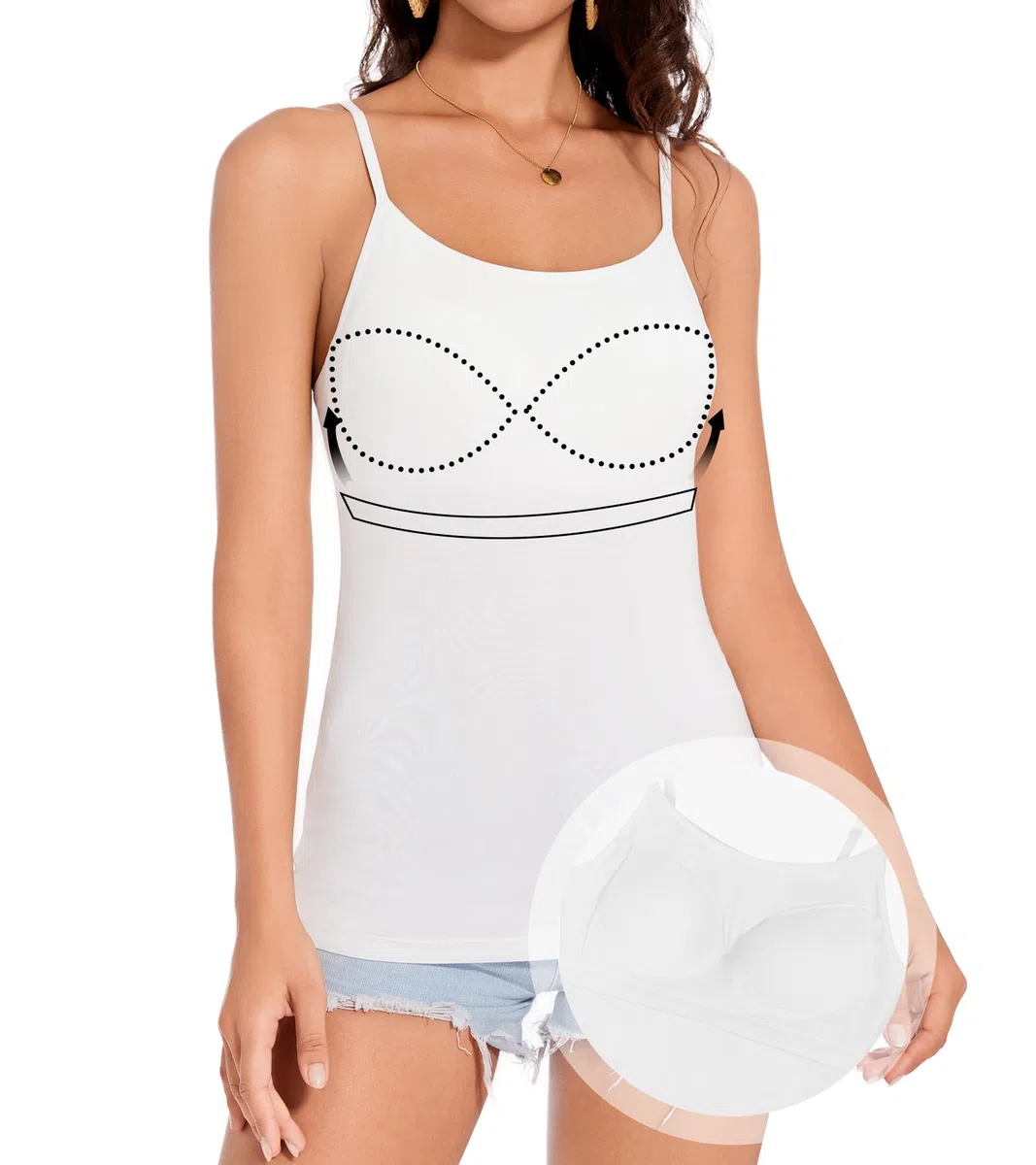 ANYFITTING Camiseta de Tirantes para Mujer con Sujetador Integrado Top Básico Yoga Camiseta para Mujer sin Mangas con Cuello Redondo Camiseta de Tirantes Acolchada de Verano S-3XL