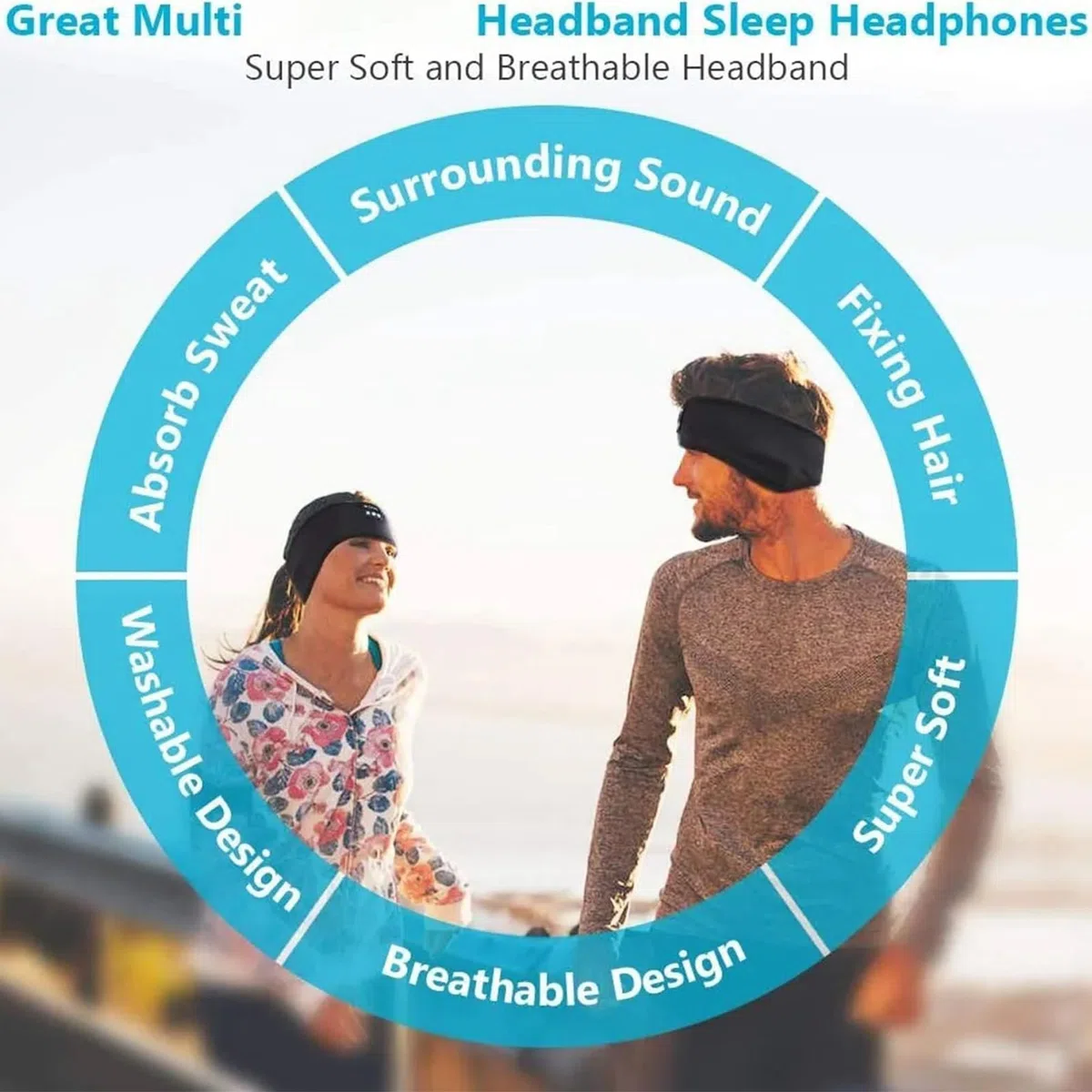 Auriculares inalámbricos deportivos, auriculares para dormir, diadema Bluetooth 5.2, altavoz estéreo HD, para dormir, entrenamiento, correr, yoga, viajes