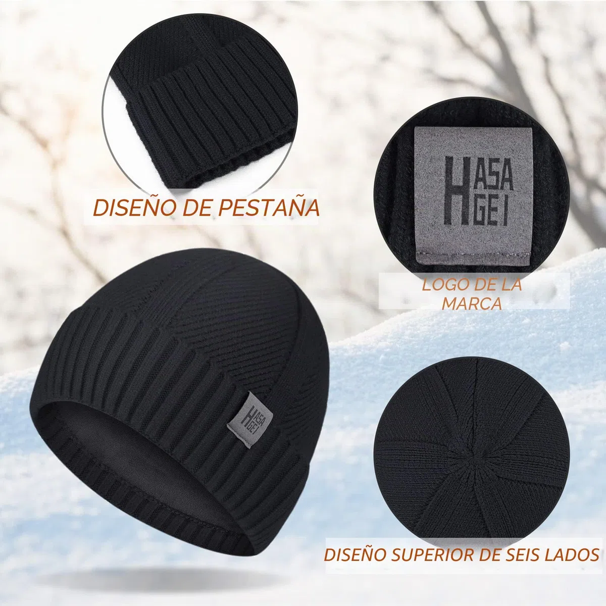 HASAGEI Gorros de Punto, Gorro Beanie para Hombre y Mujer, Diseño Clásico Moderno y Suave y Elástico, Unisex