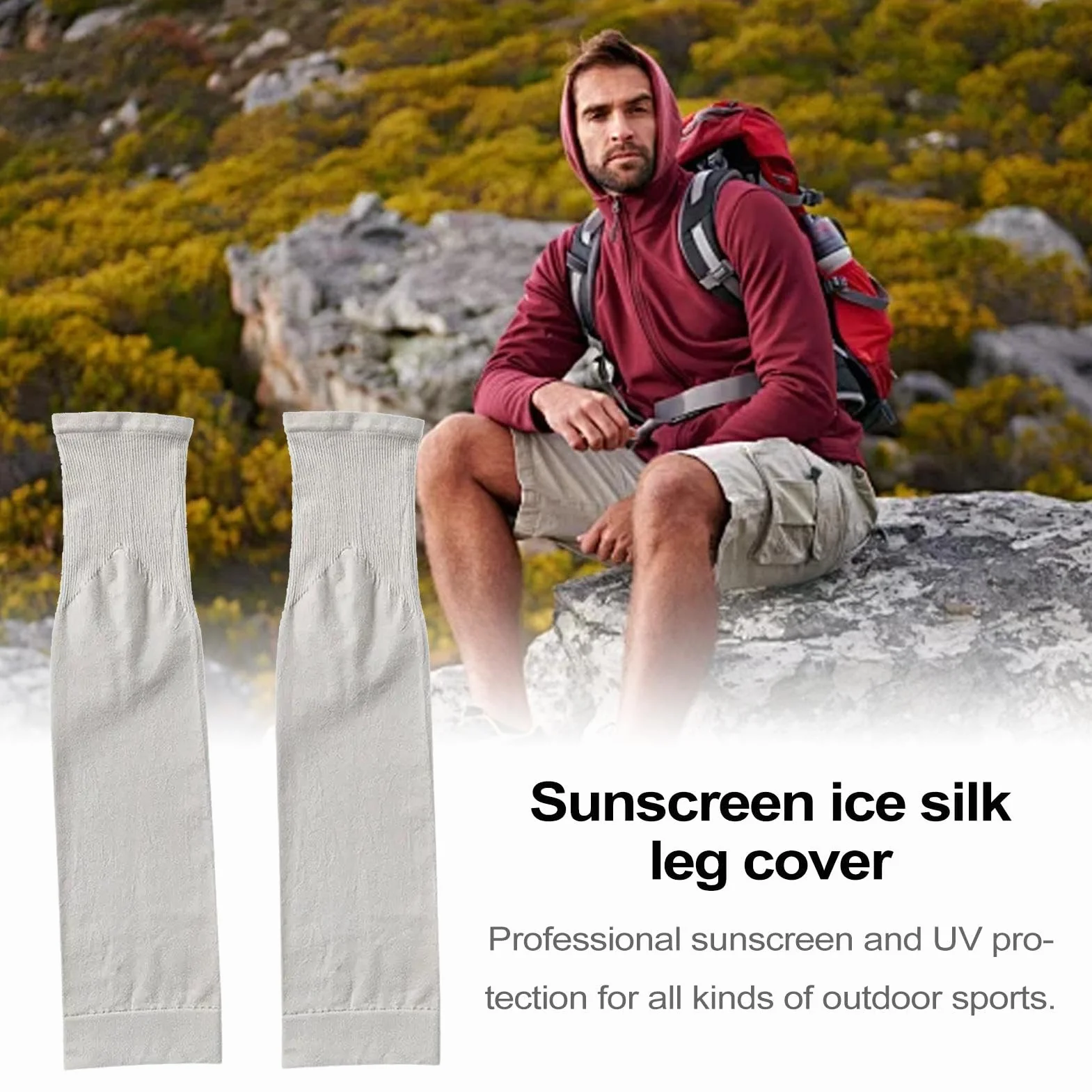 Mangas de pierna UV para hombre, protección solar, fundas de pierna de seda de hielo, mangas de pierna de ciclismo, mangas de sol para ciclismo, protectores de piernas