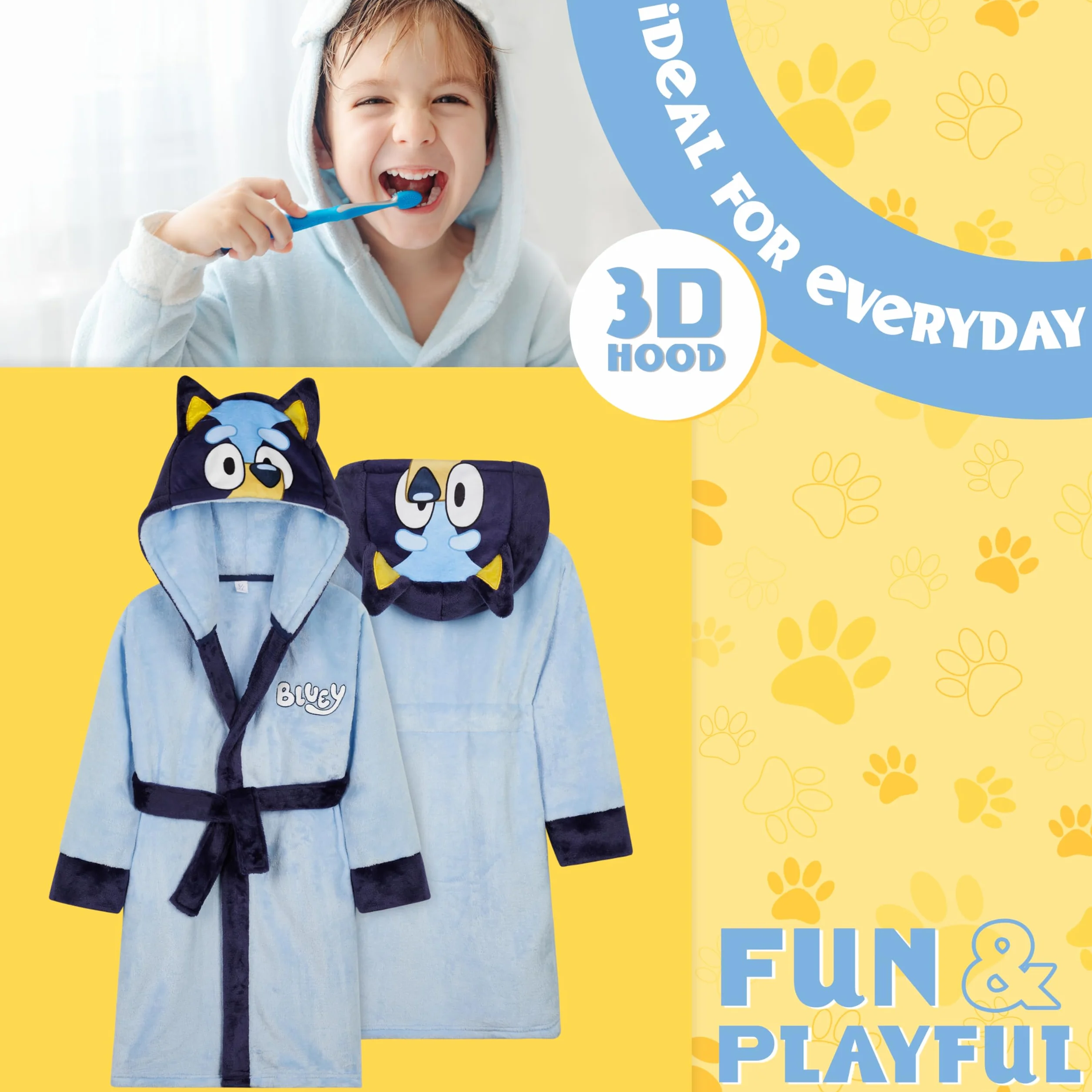 Bluey Bata Casa Niña Niño con Capucha y Cordón Cosido, Bingo Albornoz Infantil Bebe Invierno Polar Cálido, Regalos Niños