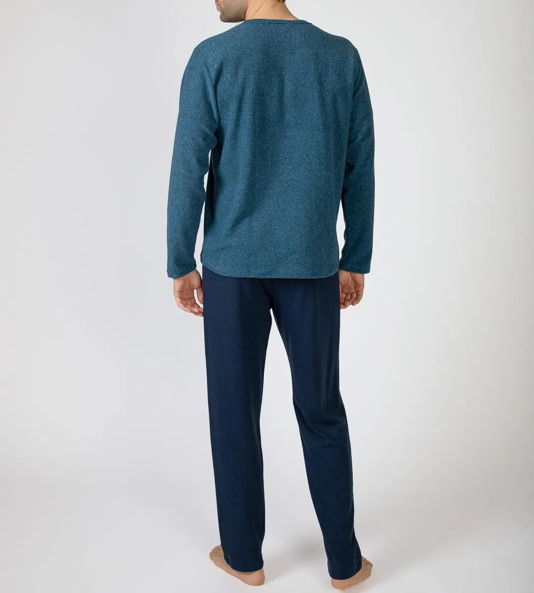 MASSANA Pijama de Invierno para Hombre P751324, Manga Larga, Conjunto de 2 Piezas, Algodón y Poliéster, Azul