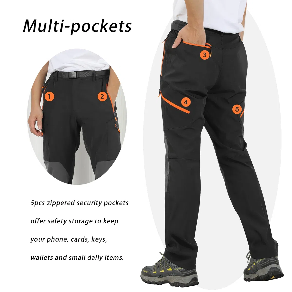Pantalones de Senderismo para Hombres al Aire Libre Caminando Pantalones Respirables a Prueba de Viento