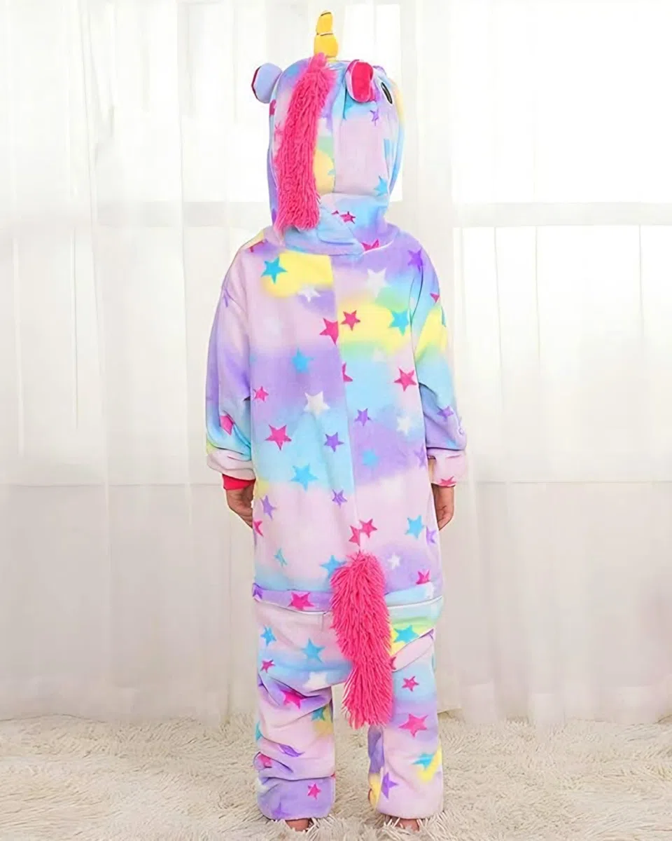 GEEKEO Pijama para Niños Onesies Unicornio Cosplay Costume con Capucha, Ropa de Dormir Unicornio Ropa de Noche Fancy Dress Up Dibujos Animados para niños Halloween Navidad