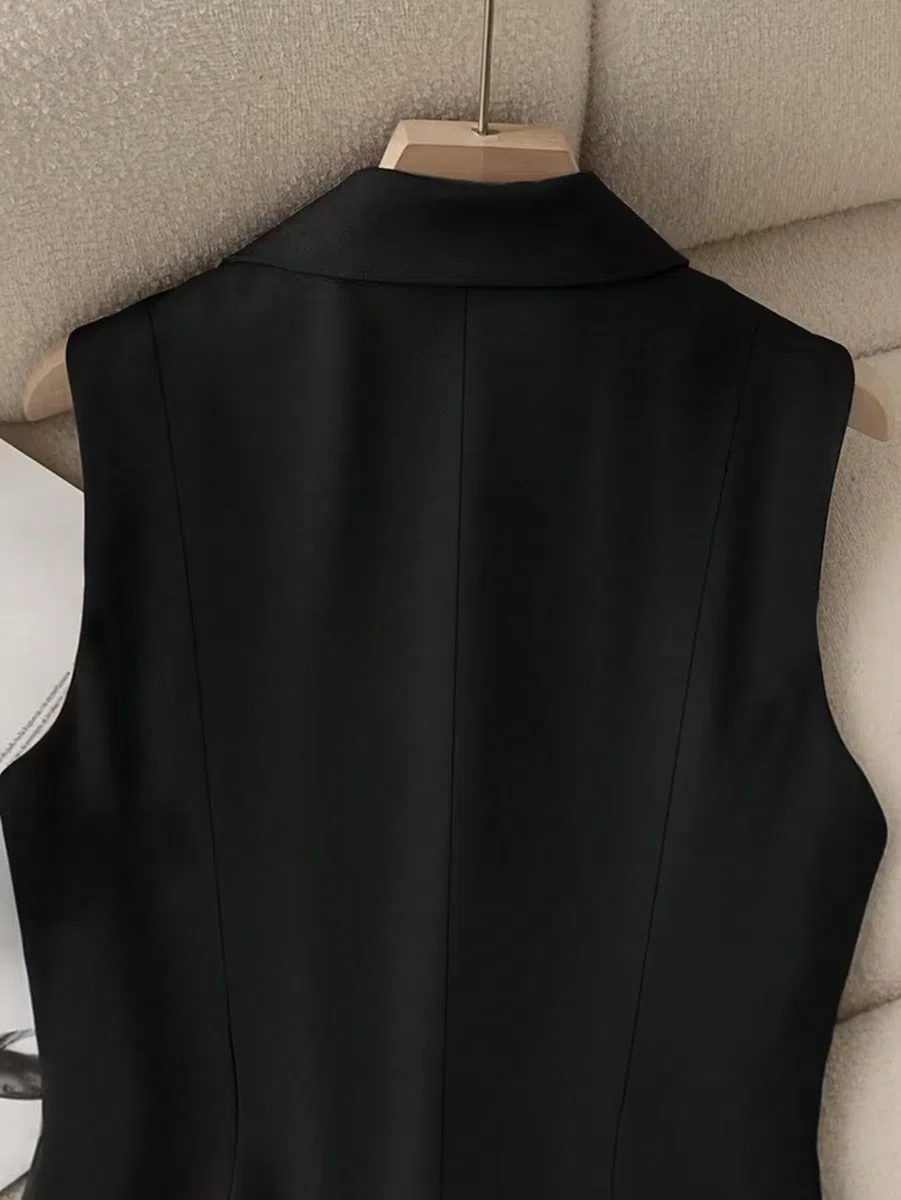 Chaleco De Mujer con Botones Top Informal Sin Mangas con Cuello En V Top Corto Estilo Retro Traje De Esmoquin Elegante Chaleco Deportivo Estilo Punk Streetwear