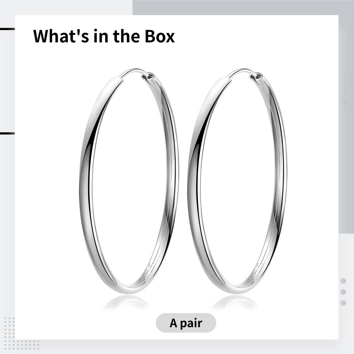 Pendientes de aro de plata de ley 925, aros redondos clásicos de 1.18 pulgadas para mujer, aretes minimalistas pulidos para orejas sensibles, uso diario, 30 mm de diámetro