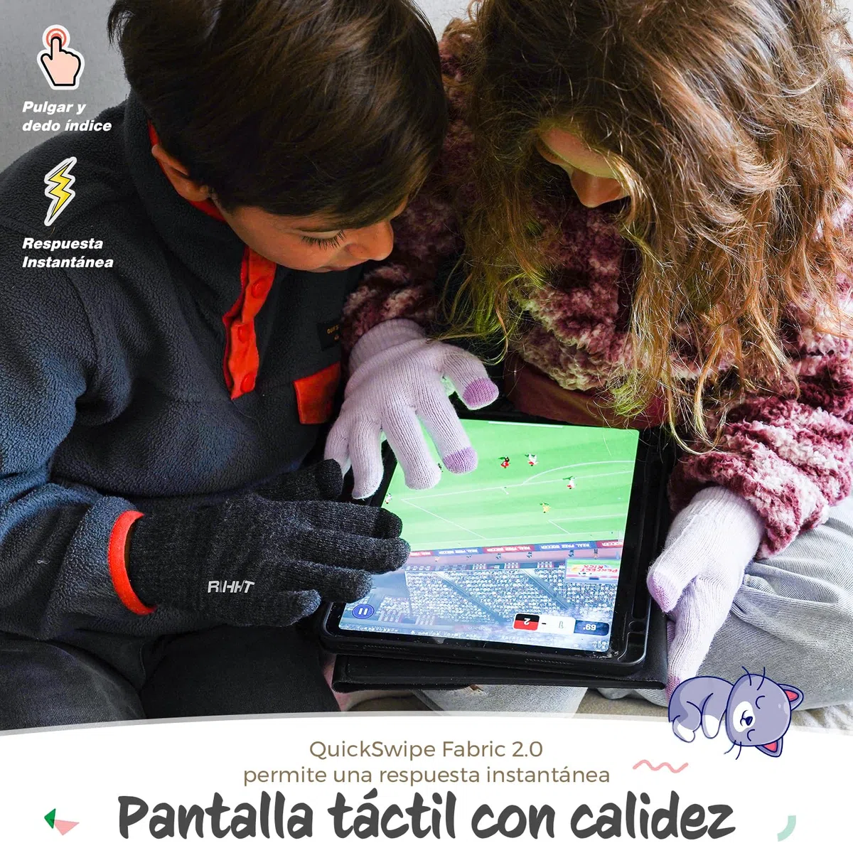 Rahhint Guantes Lana Invierno Termicos para Niños y Niñas 4-15 Años con Punto Pequeños Forro Polar Aislado