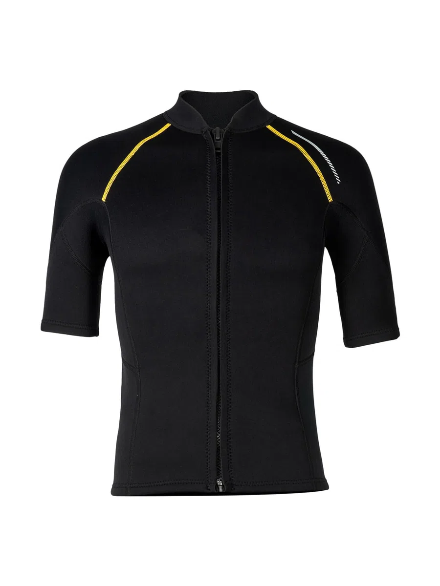 Camiseta De Neopreno para Hombre De Manga Corta Top con Cremallera Frontal Camiseta De Secado Rápido Traje De Natación Surf