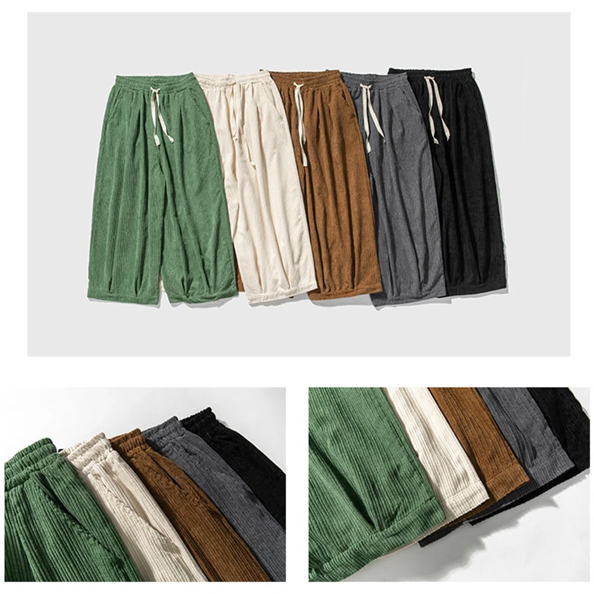Pantalones de pana para hombre, pantalones chinos de talla grande, corte regular, pantalones de pierna ancha, moda, transpirables, pantalones casuales, elegantes, pantalones rectos cómodos, cintura