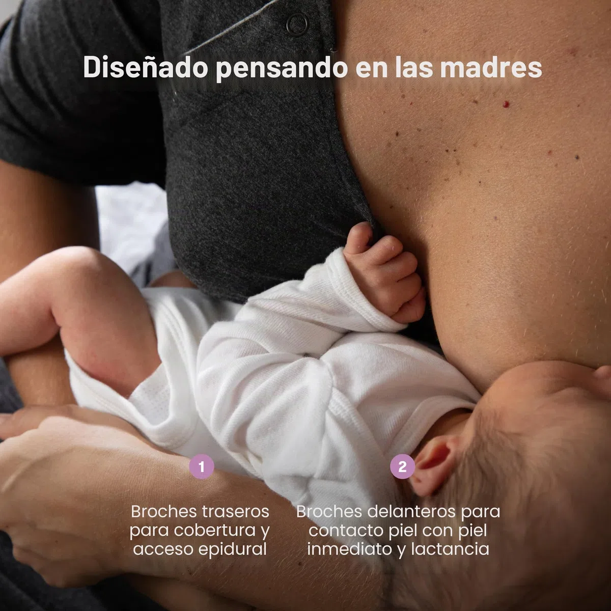 FridaBaby Bata de parto y lactancia | Fácil acceso, sin etiquetas, piel a piel para amamantar y cobertura total en la espalda