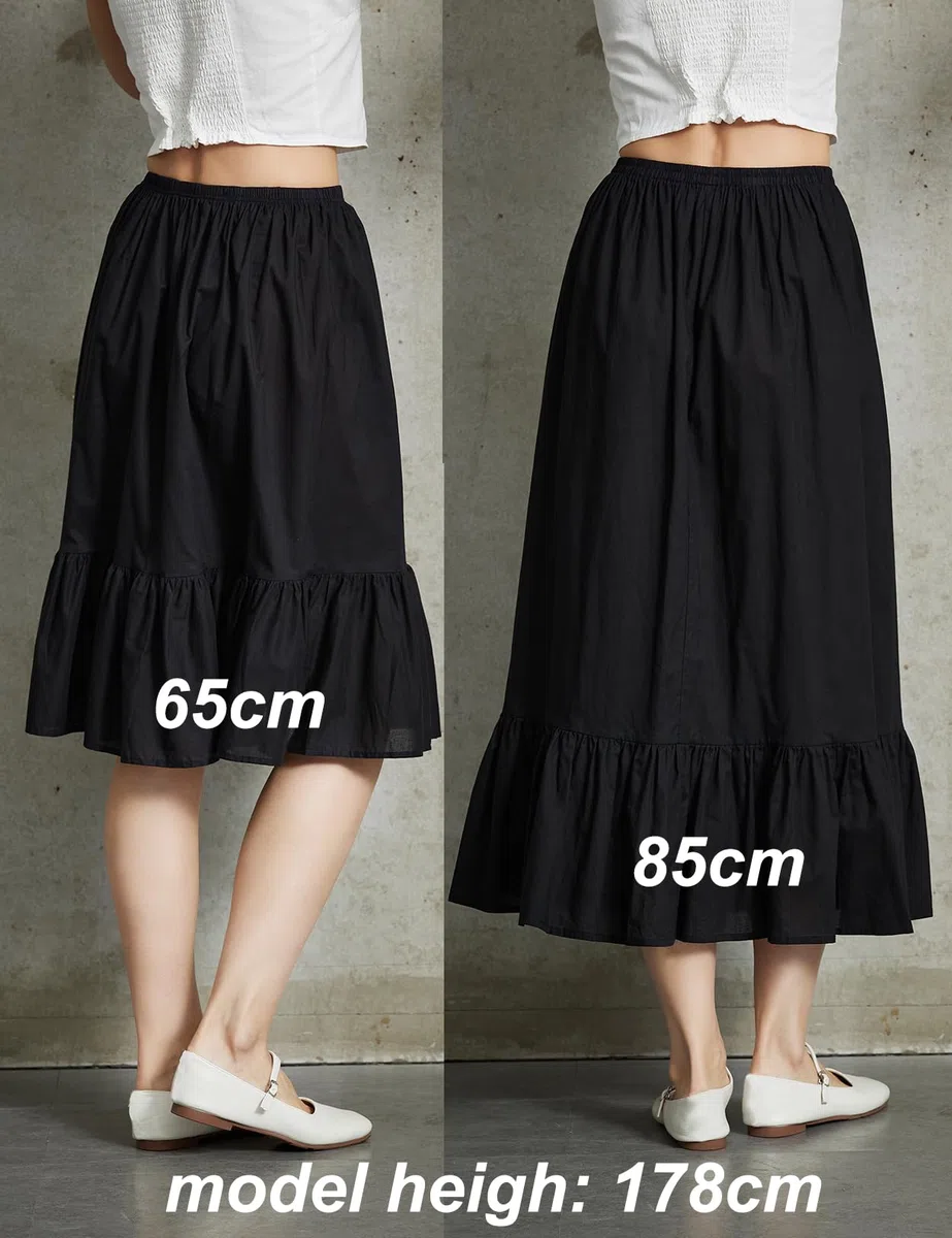 BEAUTELICATE Enaguas para Mujer Algodón Antiestática Larga Corto Media Combinacion Falda para Vestido Blanco Marfil Negro Ropa Interior