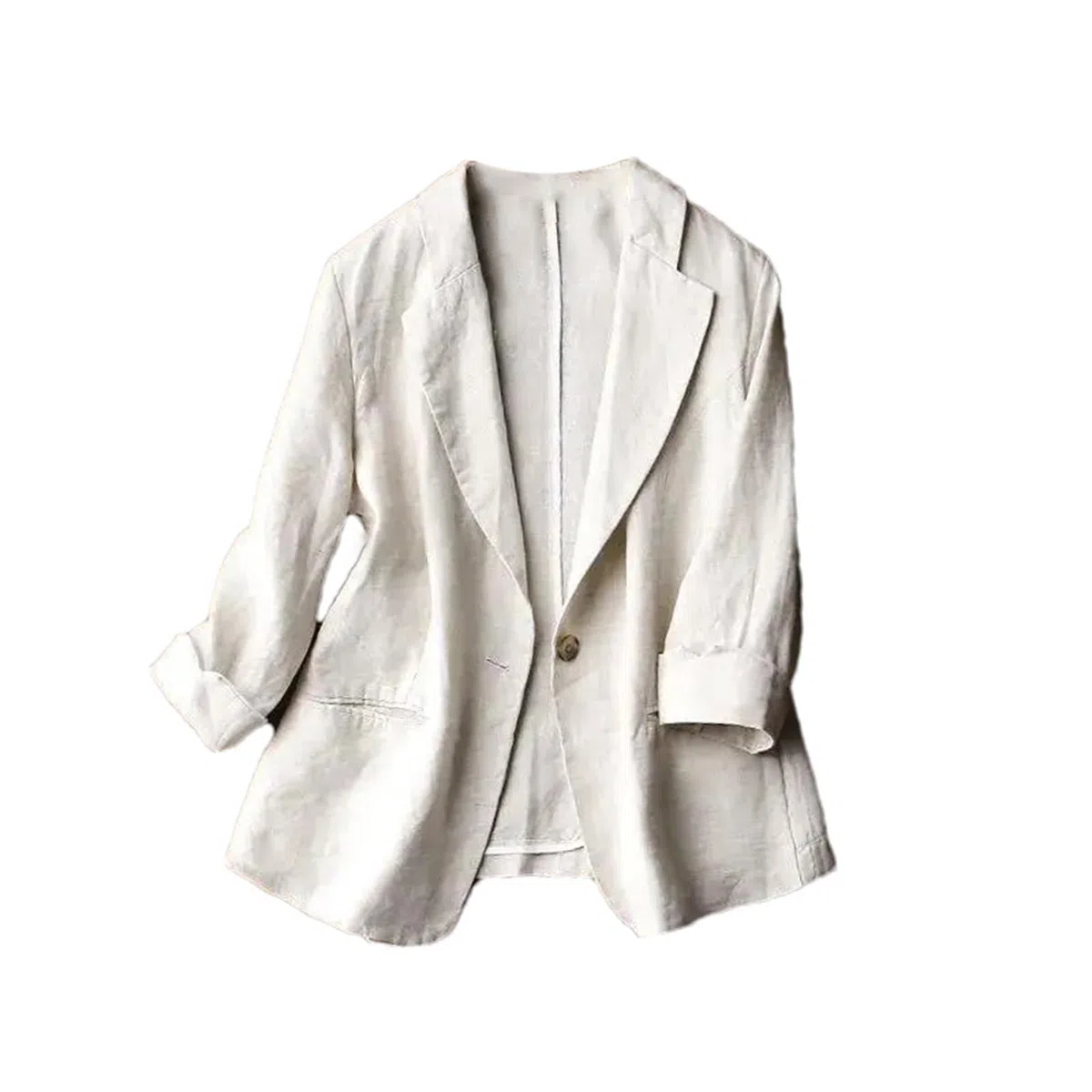 Blazer De Mujer, Chaqueta De Algodón Y Lino, Manga Tres Cuartos, Primavera Fina, Verano, Otoño, Blazers Elegantes Informales