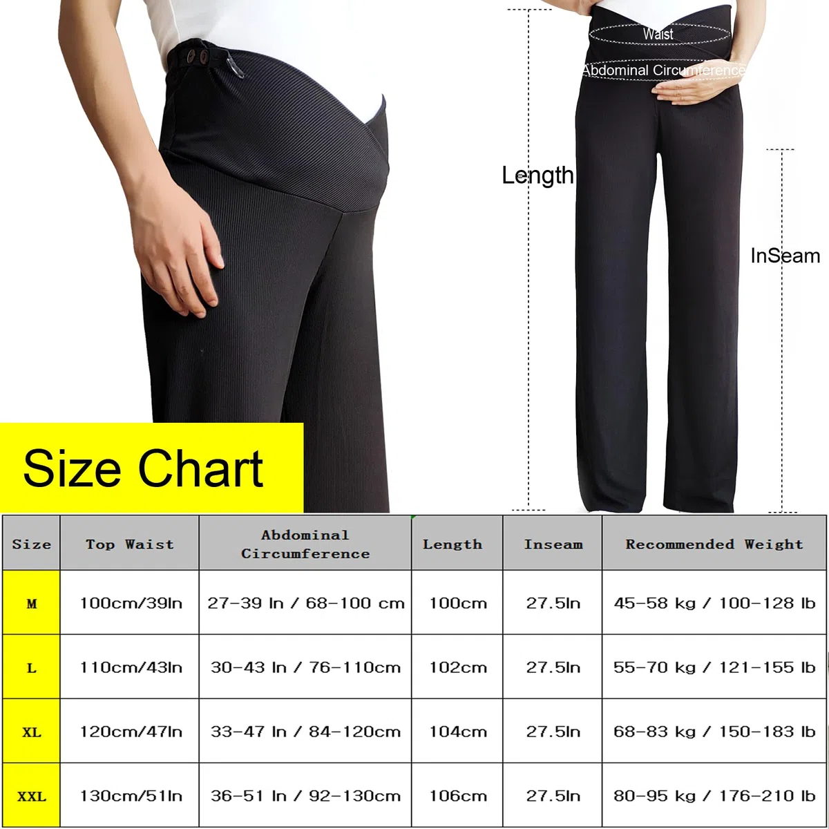 Pantalones Premamá de Pierna Ancha,Pantalones Largos Sueltos Casuales para Embarazo Trabajo Maternidad