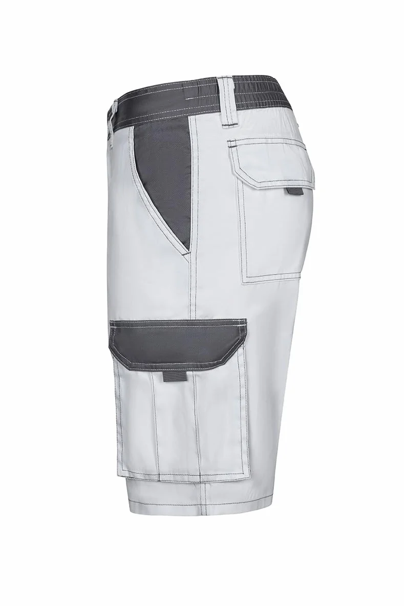 Velilla - 103021B; Bermuda bicolor multibolsillos; color blanco y gris; talla 40