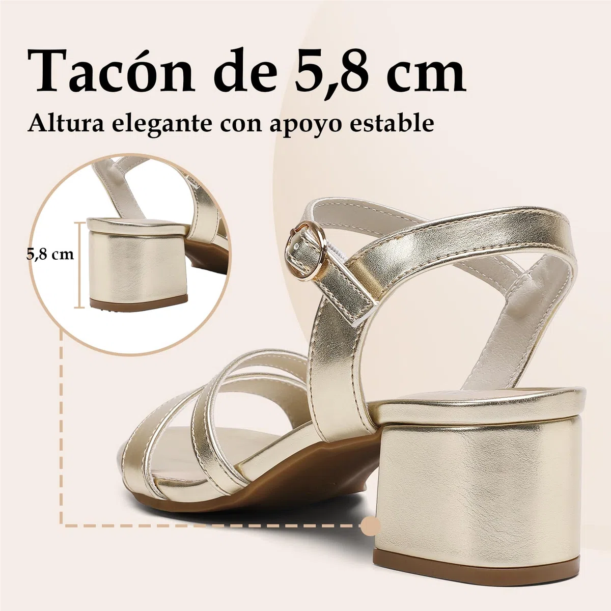 Yavero Sandalias Mujer Tacón Ancho Elegantes con Hebilla Metálica para Oficina y Eventos 36-41