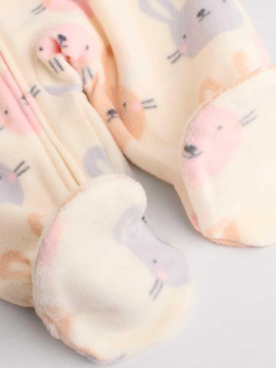 NEXT Bebés niña Pack de 2 Pijamas Tipo Pelele de Micropolar con Cremallera bidireccional para bebé