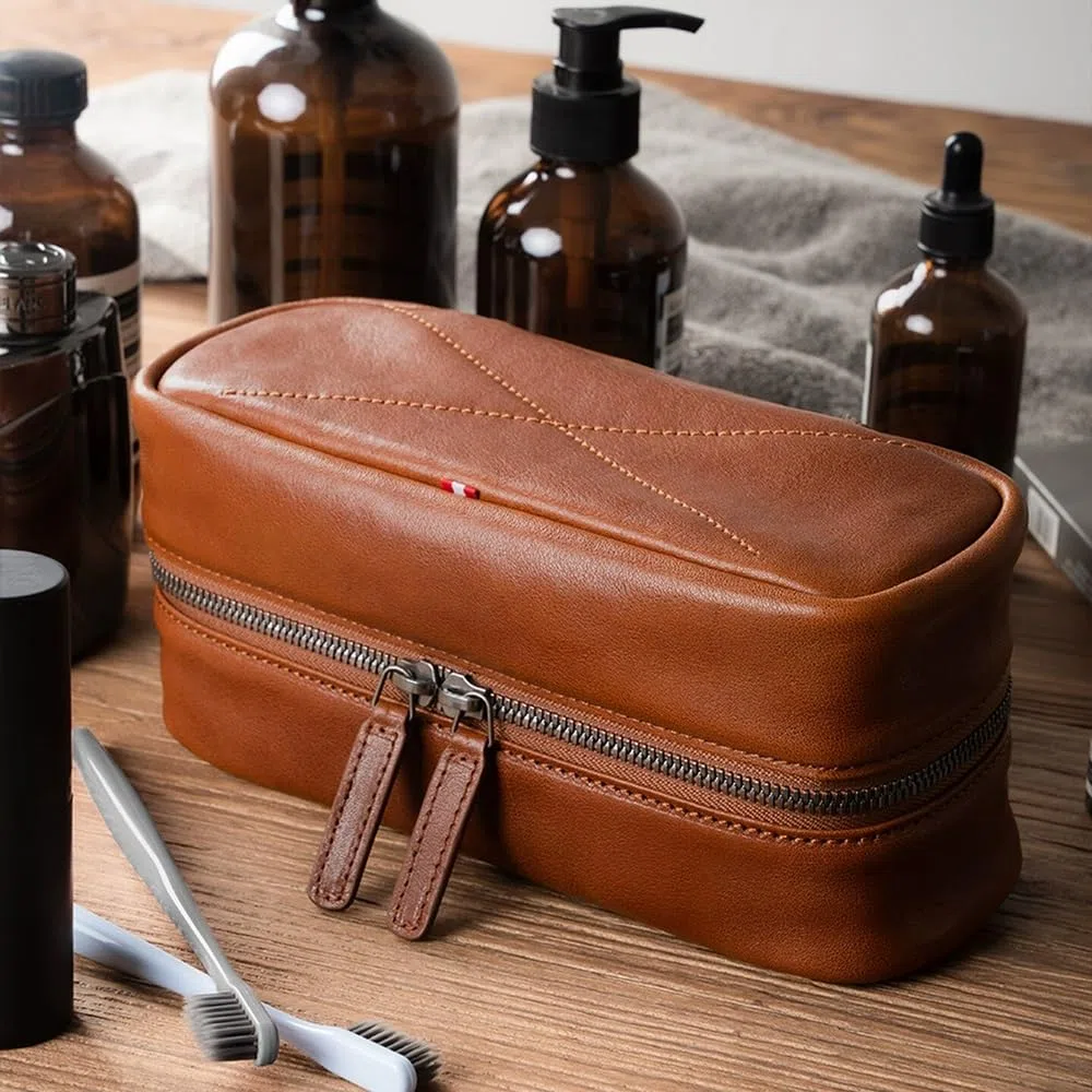 Neceser de Cuero for Hombre, Kit de Viaje y Organizador de higiene, Neceser de Viaje for Hombre(Black)